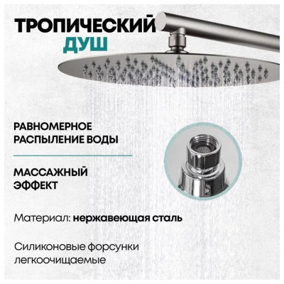 Душевая система встраиваемая (без излива) Grocenberg GB5099BG-3, графит фото в интернет-магазине Русалия