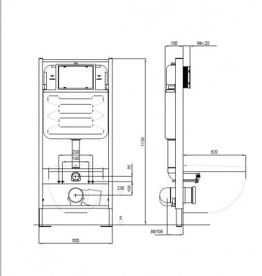 SET AQUATEK ЕВРОПА (рама AQUATEK Standard INS-0000012(без клавиши и крепежа)+унитаз ЕВРОПА AQ1900-00 с тонким сиденьем soft-close фото в интернет-магазине Русалия