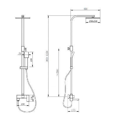 Душевая стойка ABBER Daheim AF8216B с изливом, черная матовая фото в интернет-магазине Русалия