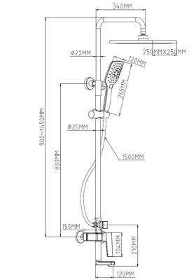 Душевая система со смесителем ESKO "Samara" (ST250SMR) фото в интернет-магазине Русалия