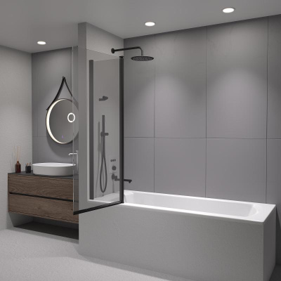 Шторка на ванну RGW SC-11B, стекло прозрачное, профиль черный фото в интернет-магазине Русалия