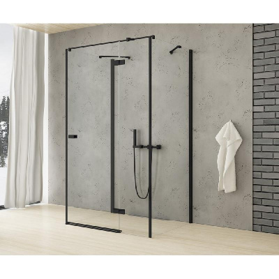 Душевое ограждение NEW TRENDY REFLEXA BLACK L 120x120x200 EXK-5055 (черный) фото в интернет-магазине Русалия