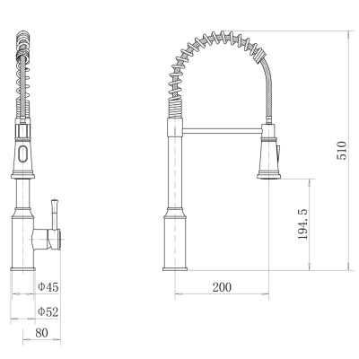 Смеситель для кухни FASHUN с вытяжной лейкой, сатин (A56008N) фото в интернет-магазине Русалия
