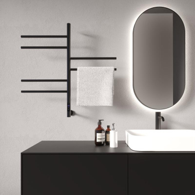 Полотенцесушитель электрический Vincea VTD-1S2CBE 43х80, черный, таймер фото в интернет-магазине Русалия