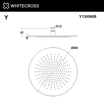 Верхний душ WHITECROSS D=30 см Y1300NIB (брашированный никель) фото в интернет-магазине Русалия
