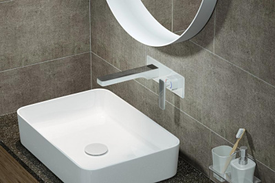 Смеситель для раковины встроенный Timo Torne хром белый (4371/00-16SM) фото в интернет-магазине Русалия