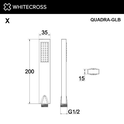 Душевая лейка WHITECROSS QUADRA-GLB (брашированное золото) фото в интернет-магазине Русалия