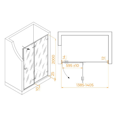 Душевая дверь RGW SV-004 1400, стекло прозрачное, профиль хром фото в интернет-магазине Русалия