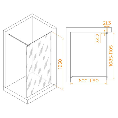 Душевая перегородка RGW WA-001 1100, стекло прозрачное, профиль хром фото в интернет-магазине Русалия