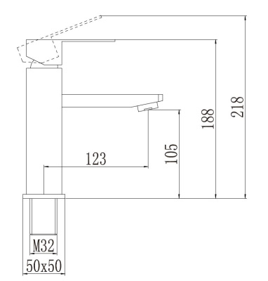Смеситель для умывальника из нержавеющей стали Savol (S-SUS1001) фото в интернет-магазине Русалия