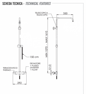 Душевая система термостатическая Remer Elegance EQ32ASSDBG, золото брашированное фото в интернет-магазине Русалия