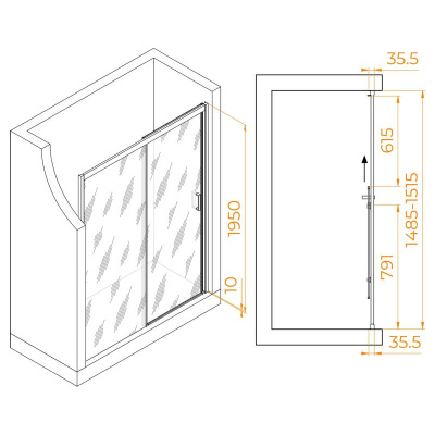Душевая дверь RGW PA-017 1500, стекло матовое-сатинат, профиль хром фото в интернет-магазине Русалия