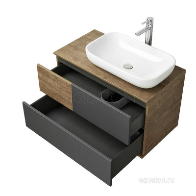 Тумба под раковину AQUATON Терра 85 дуб кантри, антрацит 1A247201TEKA0 фото в интернет-магазине Русалия