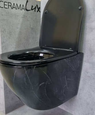 Унитаз подвесной Ceramalux 2212BM черный мрамор фото в интернет-магазине Русалия