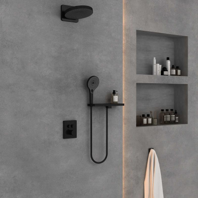 Душевой комплект Inspire VSFW-3I21T1RMB встраиваемый, термостатический, 2 режима, черный Vincea фото в интернет-магазине Русалия