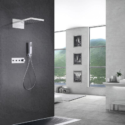 Душевая система ABBER Rund AF8752 скрытого монтажа без излива, термостат, хром фото в интернет-магазине Русалия