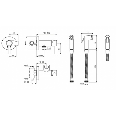 Гигиенический комплект IdealSpray BD130AA Ideal Standard фото в интернет-магазине Русалия