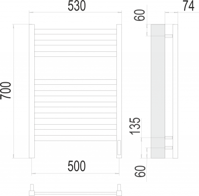 Электрический полотенцесушитель Енисей П9 500х700  4670078526281 Terminus фото в интернет-магазине Русалия