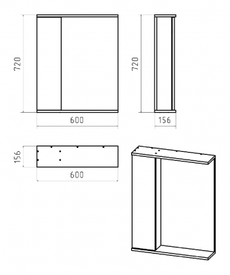 Зеркальный шкаф Лира 60 левый П-Лир04060-013Л Misty фото в интернет-магазине Русалия