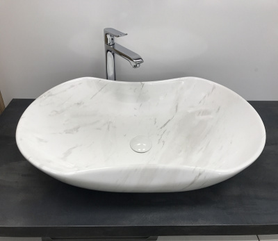 Раковина накладная овальная под серый камень MNC 503H012 CeramaLux фото в интернет-магазине Русалия