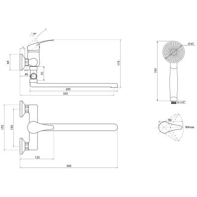 Смеситель Славен  для ванны Прораб  П (СЛ-ОД-П31) фото в интернет-магазине Русалия