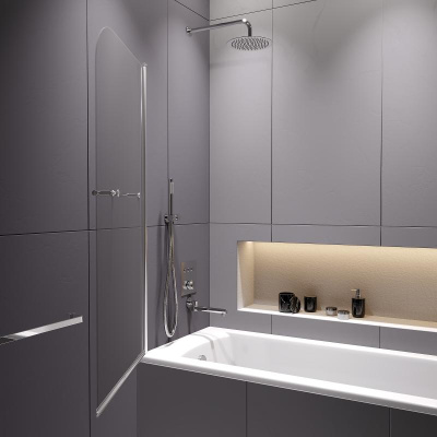 Шторка на ванну RGW SC-114, стекло прозрачное, профиль хром фото в интернет-магазине Русалия