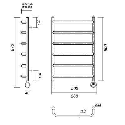 Электрический полотенцесушитель Стефано П6 500x800 ER, хром Domoterm фото в интернет-магазине Русалия