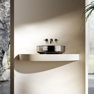 Раковина прозрачная Vincea VBS-6T16B, 450*450*130, накладная, цвет черный фото в интернет-магазине Русалия