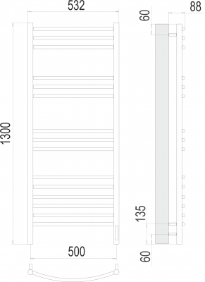 Электрический полотенцесушитель Классик П15 500х1300  4670078527349 Terminus фото в интернет-магазине Русалия