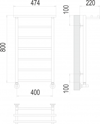 Водяной полотенцесушитель Контур с/п П7 400х800 4670078529701 Terminus фото в интернет-магазине Русалия