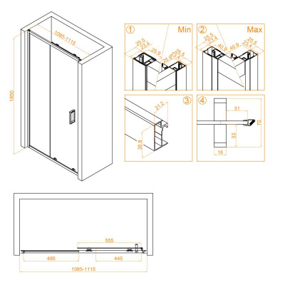 Душевая дверь RGW CL-14 1100, стекло прозрачное, профиль хром фото в интернет-магазине Русалия