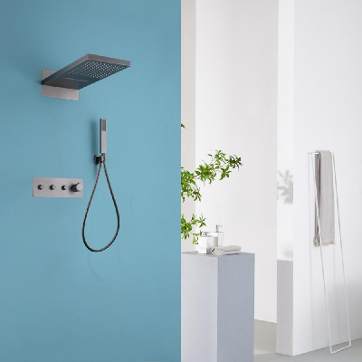 Душевая система ABBER Rund AF8752NG скрытого монтажа без излива, термостат, никель фото в интернет-магазине Русалия