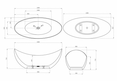 Ванна из искусственного камня ABBER Stein AS9633 белая матовая 180х80х75 см фото в интернет-магазине Русалия