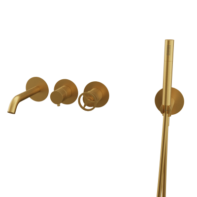 Смеситель для ванны Remer Chrono CH53D2PBG, золото брашированное фото в интернет-магазине Русалия