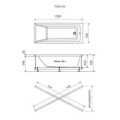 Ванна Тори 150 Щ0000042930 Тритон фото в интернет-магазине Русалия