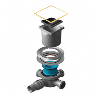 Точечный трап Pestan Confluo Standard 15х15 Black Glass Gold (13000154) фото в интернет-магазине Русалия