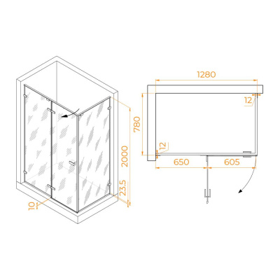Душевой уголок RGW SV-040 1300x800, профиль хром, стекло прозрачное фото в интернет-магазине Русалия