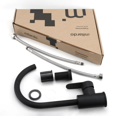 Смеситель Milardo для кухни черный матовый Poli (POLBLJ0M05) фото в интернет-магазине Русалия