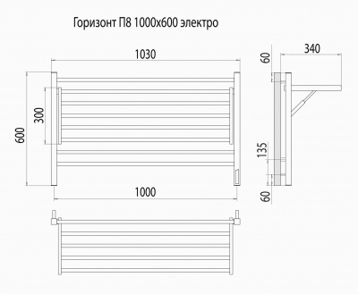 Электрический полотенцесушитель Горизонт П8 1000х600  4670078543271 Terminus фото в интернет-магазине Русалия