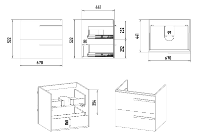Тумба Ненси 70 подвесная (серая) с раковиной Cersanit Como 70 Misty фото в интернет-магазине Русалия