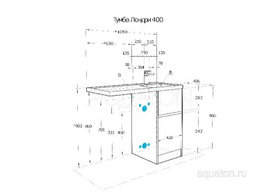 Тумба под раковину AQUATON Лондри 40 Дуб Кантри без фасада 1A267001LHDY0 фото в интернет-магазине Русалия