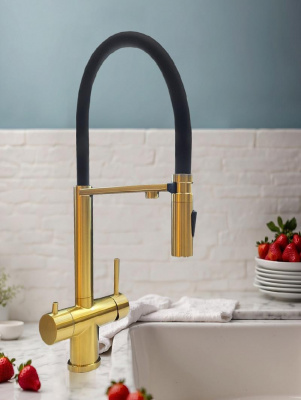 Смеситель для кухни с гибким изливом Flusso 050202 OrSp AltroBagno фото в интернет-магазине Русалия