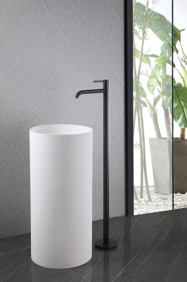 Смеситель ABBER Wasser Kreis AF8140B напольный для раковины, черный матовый фото в интернет-магазине Русалия