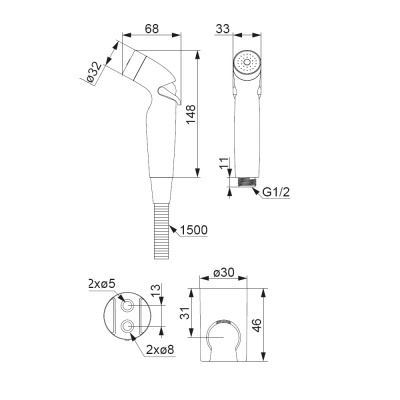 760550200 Гигиенический душ с держателем и шлангом, хром фото в интернет-магазине Русалия