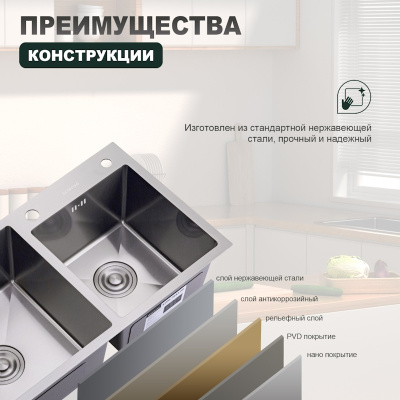 Кухонная мойка Splenka S706.7843.05, сатин фото в интернет-магазине Русалия