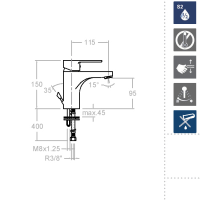 Смеситель для раковины однорычажный RS-Q 930102-20 Ramon Soler фото в интернет-магазине Русалия