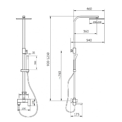 Душевая стойка ABBER Daheim AF8216G с изливом, золото матовое фото в интернет-магазине Русалия