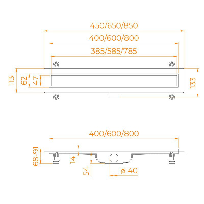 Душевой лоток Drain Leo-11 с универсальной решеткой, 60 см RGW фото в интернет-магазине Русалия