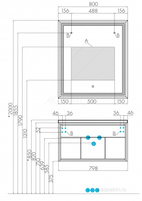 Зеркало AQUATON Уэльс 80 1A214002WA010 фото в интернет-магазине Русалия