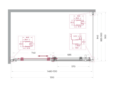 Душевой уголок BelBagno MARINO-2-AH-1-150/90-C-GM фото в интернет-магазине Русалия